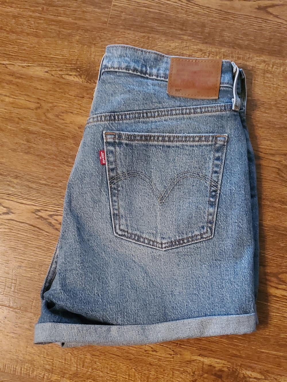 Levi's Blue Rolled Hem Denim Shorts